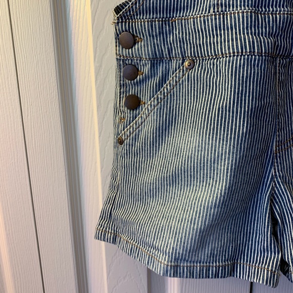 Forever 21 striped denim short overalls XS LN - Picture 4 of 5